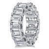 Emerald Cut Eternity Wedding Band for Women in Rhodium Plated 925 Sterling Silver