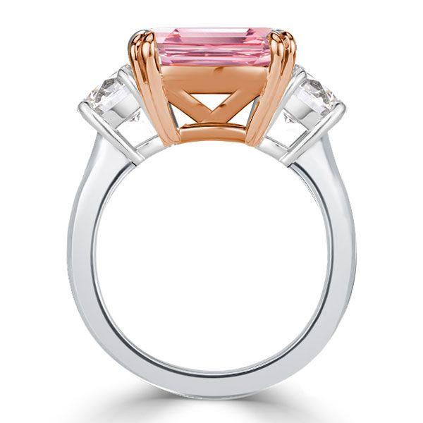 Pink Three Stone Cushion Cut Engagement Ring - 925 Sterling Silver