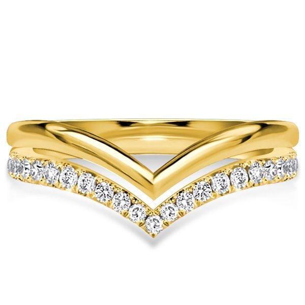 Sterling Silver White Sapphire Chevron Wedding Band Ring - 0.31 CT. TW.