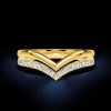 Sterling Silver White Sapphire Chevron Wedding Band Ring - 0.31 CT. TW.