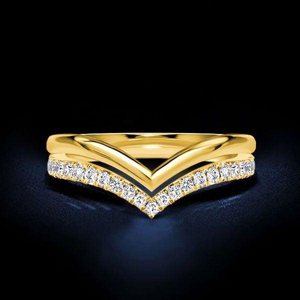 Sterling Silver White Sapphire Chevron Wedding Band Ring - 0.31 CT. TW.