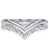 Sterling Silver White Sapphire Chevron Wedding Band Ring - 0.31 CT. TW.