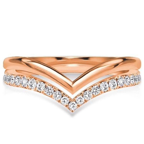 Sterling Silver White Sapphire Chevron Wedding Band Ring - 0.31 CT. TW.
