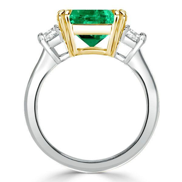 Asscher Cut Three Stone Engagement Ring - Sterling Silver Double Prong