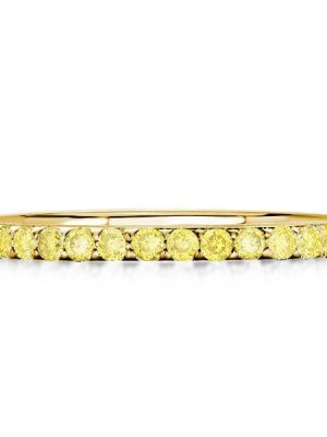 Golden Yellow Topaz Eternity Band - 18K Gold Plated Sterling Silver Wedding Ring