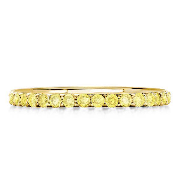 Golden Yellow Topaz Eternity Band - 18K Gold Plated Sterling Silver Wedding Ring