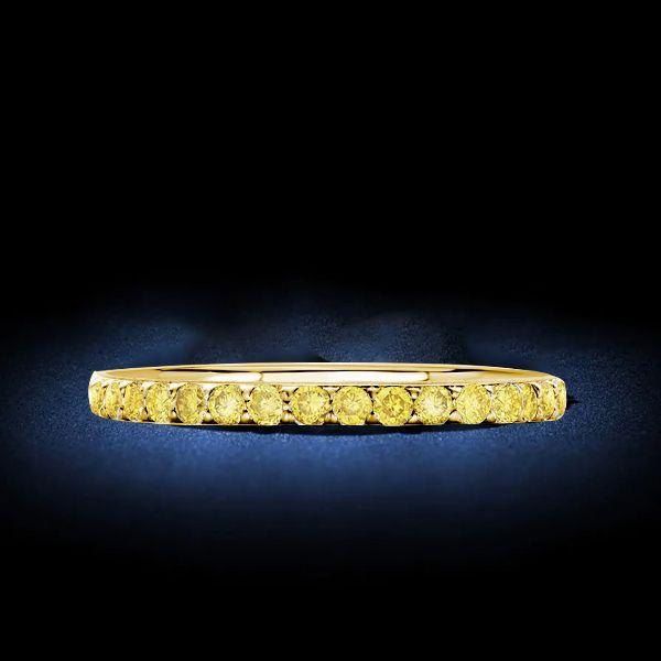 Golden Yellow Topaz Eternity Band - 18K Gold Plated Sterling Silver Wedding Ring