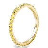 Golden Yellow Topaz Eternity Band - 18K Gold Plated Sterling Silver Wedding Ring