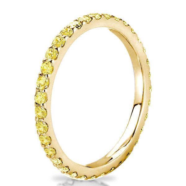 Golden Yellow Topaz Eternity Band - 18K Gold Plated Sterling Silver Wedding Ring