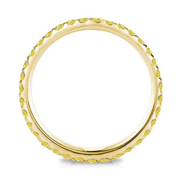 Golden Yellow Topaz Eternity Band - 18K Gold Plated Sterling Silver Wedding Ring