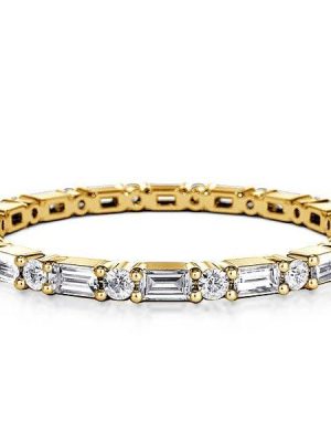 1.98 CT. TW. Eternity Wedding Band in 18K Gold Plated Sterling Silver, Thin Classic Design