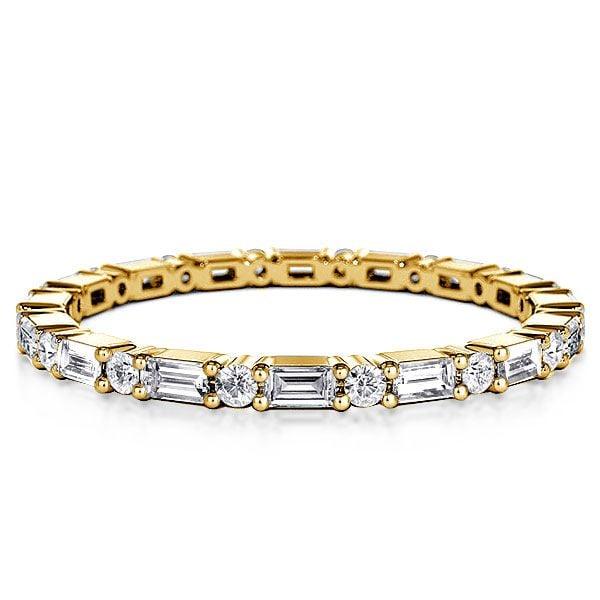 1.98 CT. TW. Eternity Wedding Band in 18K Gold Plated Sterling Silver, Thin Classic Design