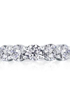 Five Stone Created White Sapphire Eternity Band in Sterling Silver