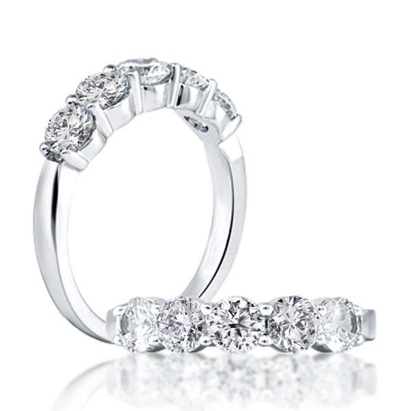 Five Stone Created White Sapphire Eternity Band in Sterling Silver