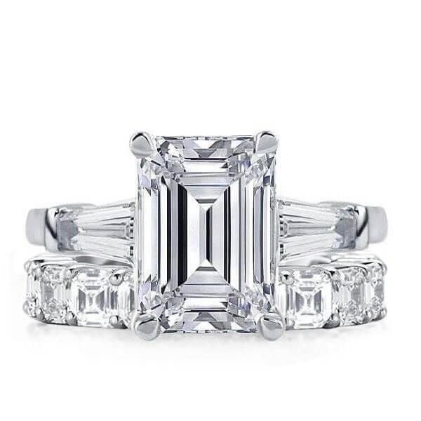 Three Stone Eternity Bridal Wedding Ring Set in 925 Sterling Silver with 9.10 CT. Total Stones