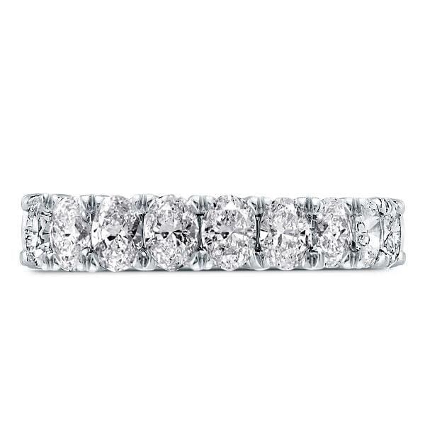 Oval Half Eternity Wedding Band with Created White Sapphire in Rhodium Plated 925 Sterling Silver