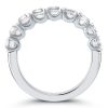 Oval Half Eternity Wedding Band with Created White Sapphire in Rhodium Plated 925 Sterling Silver