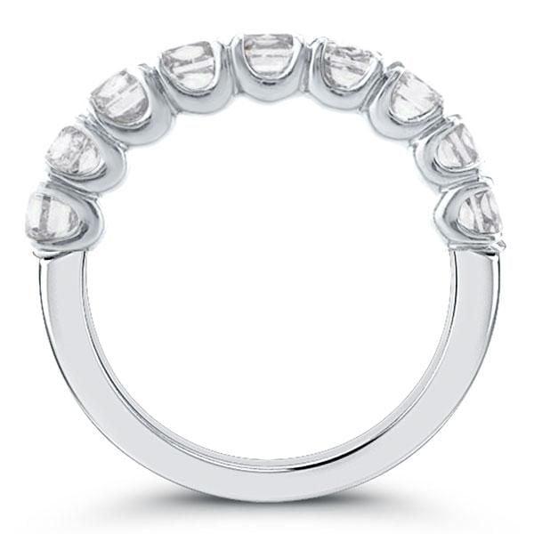 Oval Half Eternity Wedding Band with Created White Sapphire in Rhodium Plated 925 Sterling Silver