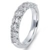 Oval Half Eternity Wedding Band with Created White Sapphire in Rhodium Plated 925 Sterling Silver