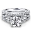 Split Shank Bridal Set with 2.00 CT. Created White Sapphire Engagement Ring and Wedding Band in Sterling Silver