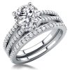 Split Shank Bridal Set with 2.00 CT. Created White Sapphire Engagement Ring and Wedding Band in Sterling Silver