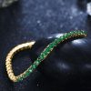 18K Gold Plated Emerald Tennis Bracelet with Round Cut Stones for Women, 5.80 CTW