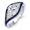 Bezel Set Sterling Silver Vintage Style Engagement Ring - 1.25 CT Center Stone