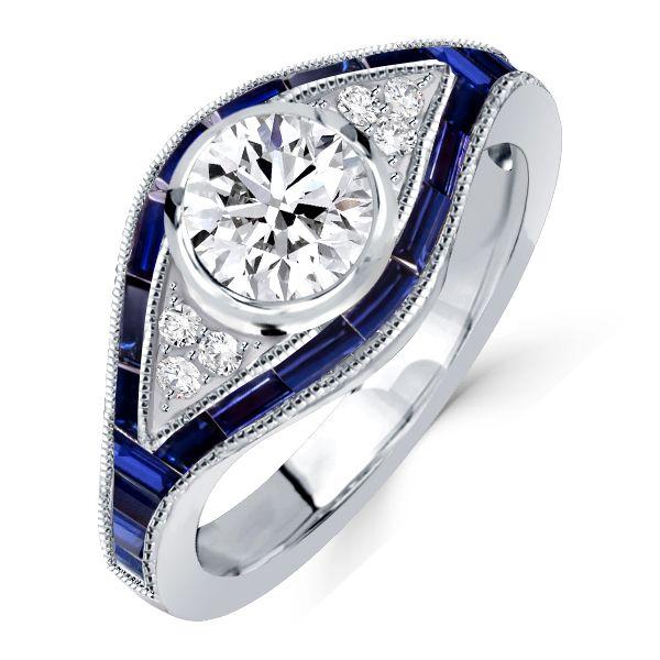 Bezel Set Sterling Silver Vintage Style Engagement Ring - 1.25 CT Center Stone