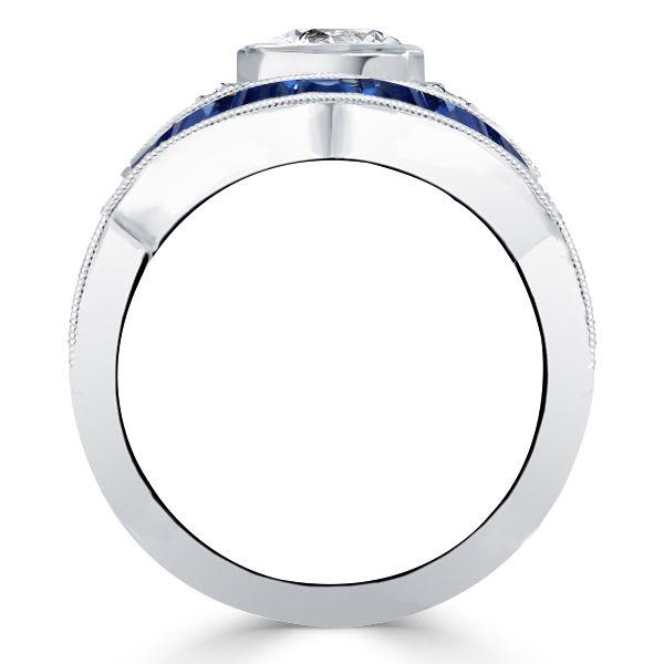 Bezel Set Sterling Silver Vintage Style Engagement Ring - 1.25 CT Center Stone