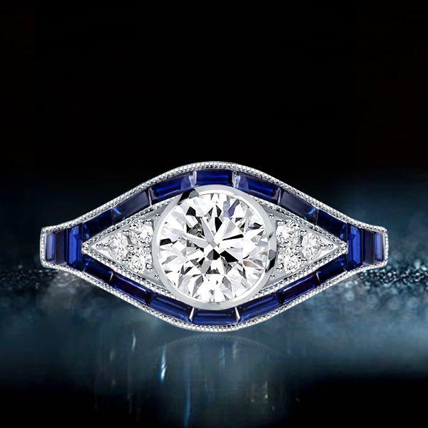 Bezel Set Sterling Silver Vintage Style Engagement Ring - 1.25 CT Center Stone