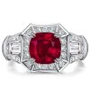 Halo Ruby Cushion Cut Engagement Ring in Sterling Silver