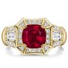 Halo Ruby Cushion Cut Engagement Ring in Sterling Silver
