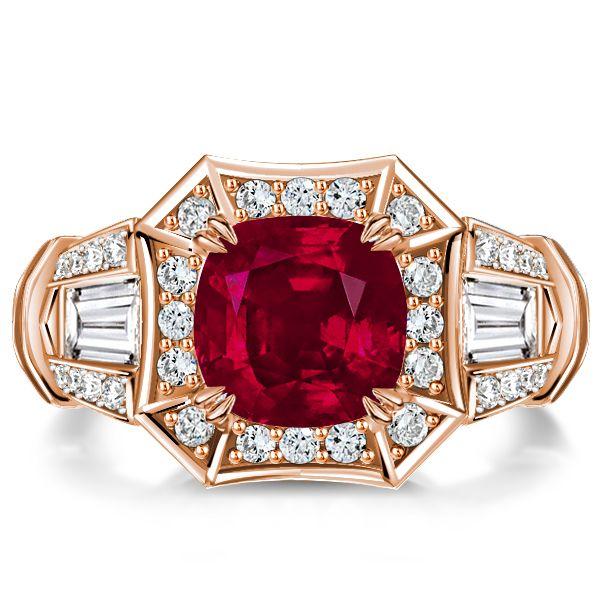 Halo Ruby Cushion Cut Engagement Ring in Sterling Silver