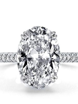 Oval Created White Sapphire Engagement Ring in 925 Sterling Silver