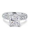 Radiant Half Eternity Created White Sapphire Engagement Ring - Sterling Silver