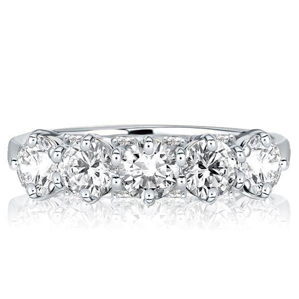 Five Stone Round Cut Half Eternity Wedding Band for Women in Sterling Silver
