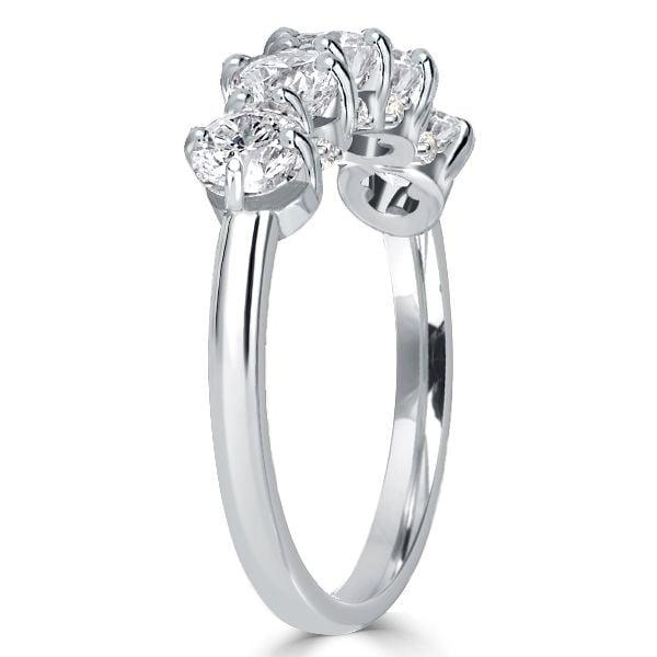 Five Stone Round Cut Half Eternity Wedding Band for Women in Sterling Silver