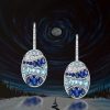 Sterling Silver Blue Sapphire Wave Drop Earrings with Leverback Closure