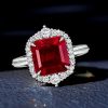 Ruby Halo Engagement Ring for Women - Vintage Style Sterling Silver