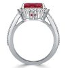 Ruby Halo Engagement Ring for Women - Vintage Style Sterling Silver