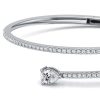 Sterling Silver Bypass Bangle Bracelet with Pear Cut White Sapphire, 7 Inch
