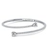 Sterling Silver Bypass Bangle Bracelet with Pear Cut White Sapphire, 7 Inch