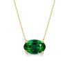 18K Gold Plated Sterling Silver Oval Cut Emerald Solitaire Necklace for Women