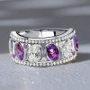 Oval Amethyst Wedding Band in Sterling Silver - Anniversary Ring