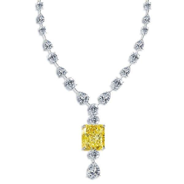 Radiant Cut Created Topaz Pendant Necklace in 925 Sterling Silver