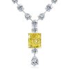 Radiant Cut Created Topaz Pendant Necklace in 925 Sterling Silver