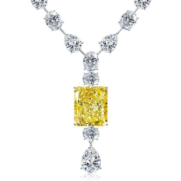 Radiant Cut Created Topaz Pendant Necklace in 925 Sterling Silver