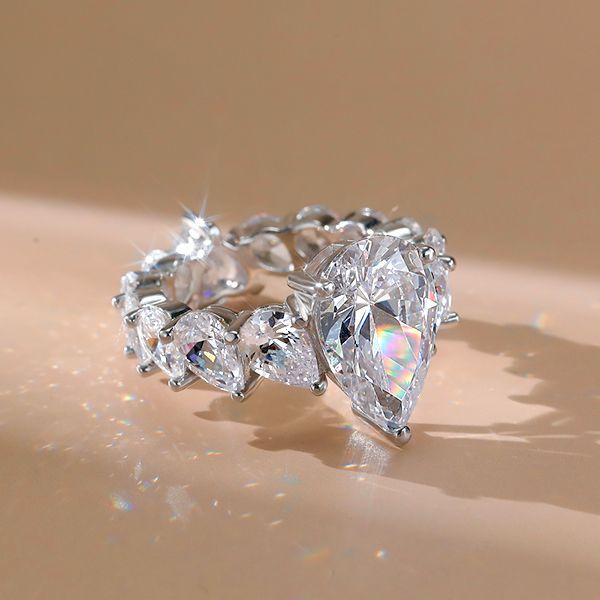 Eternity Pear & Heart Cut Engagement Ring - Sterling Silver