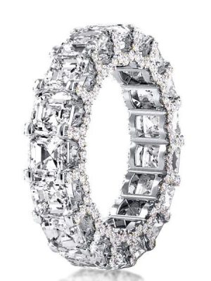 Sterling Silver Asscher Cut Eternity Wave Wedding Band - 2.56 CT TW