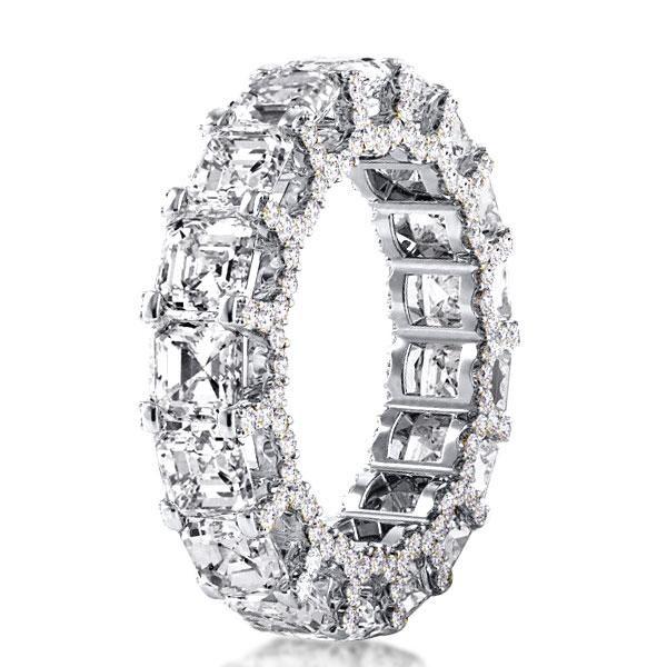 Sterling Silver Asscher Cut Eternity Wave Wedding Band - 2.56 CT TW